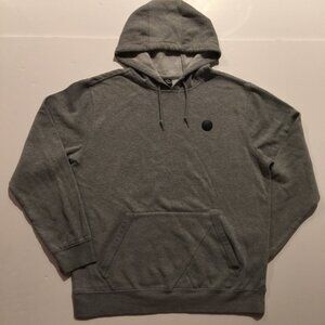 Volcom Hoodie Mens Large Gray Pullover Sweatshirt Kangaroo Pocket Logo Patch